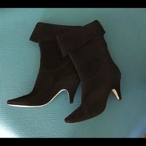 Like  New: Suede Ankle Boots Tapered Heel
